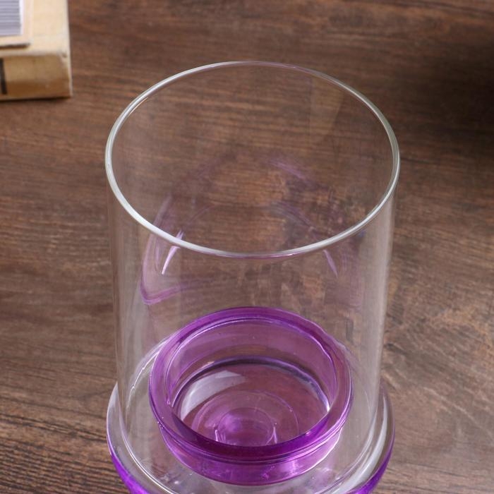 Подсвечник стекло на 1 свечу Подсвечник стекло на 1 свечу "Бокал на ножке" фиолетовый 18х8,5х5 см