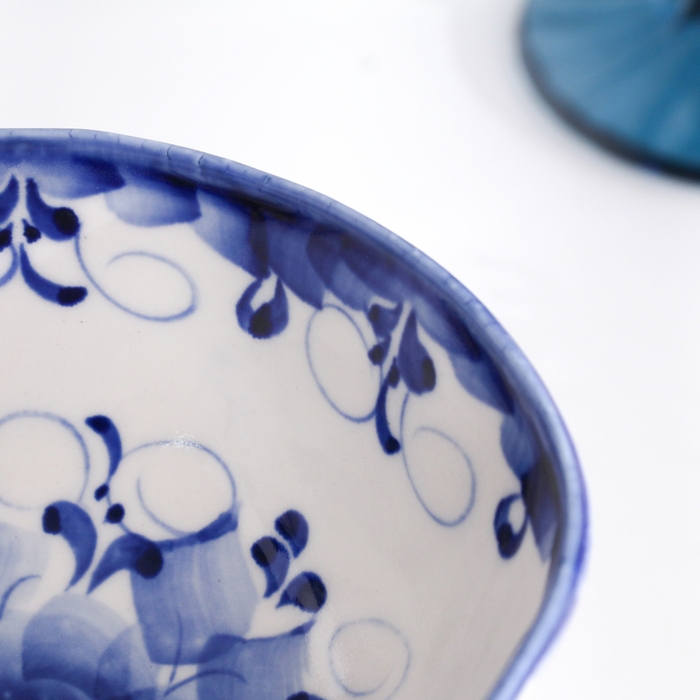 Креманка "Цветы", 18 х 12 см, гжель