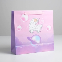 Пакет подарочный ламинированный квадратный, упаковка, &laquo;Cosmo Llama&raquo;, 30 х 30 х 12 см