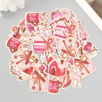 Наклейки для творчества "Новый год в розовых оттенках" тиснение золото набор 48 шт 9х7х0,8см 10177 Наклейки для творчества "Новый год в розовых оттенках" тиснение золото набор 48 шт 9х7х0,8см 10177