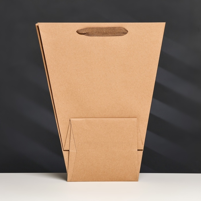 Пакет-переноска для цветов 18 &times; 14 &times; 35 х 28 см, крафт