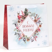Пакет подарочный новогодний ламинированный квадратный &laquo;Snow&raquo;, 30 х 30 х 12 см, Новый год