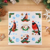 Набор наклеек на окна "Новогодний" снегири, 36 х 36 см Набор наклеек на окна "Новогодний" снегири, 36 х 36 см