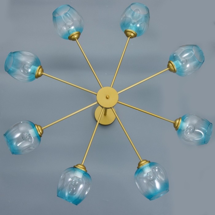 Люстра "Мурано" 8хЕ27 60Вт золото голубой 90х90х35см BayerLux