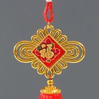 Подвеска пластик, текстиль "Китайский фонарик и узелок - На счастье" 3х8,5х36 см Подвеска пластик, текстиль "Китайский фонарик и узелок - На счастье" 3х8,5х36 см