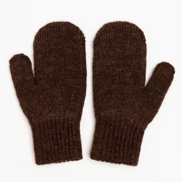 Варежки двойные детские, цвет тёмно-коричневый, размер 16 (9-12 лет) Варежки двойные детские, цвет тёмно-коричневый, размер 16 (9-12 лет)