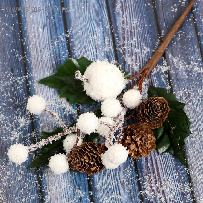 Декор Декор "Зимнее очарование" яблоки ягоды в белом шишки, 22 см