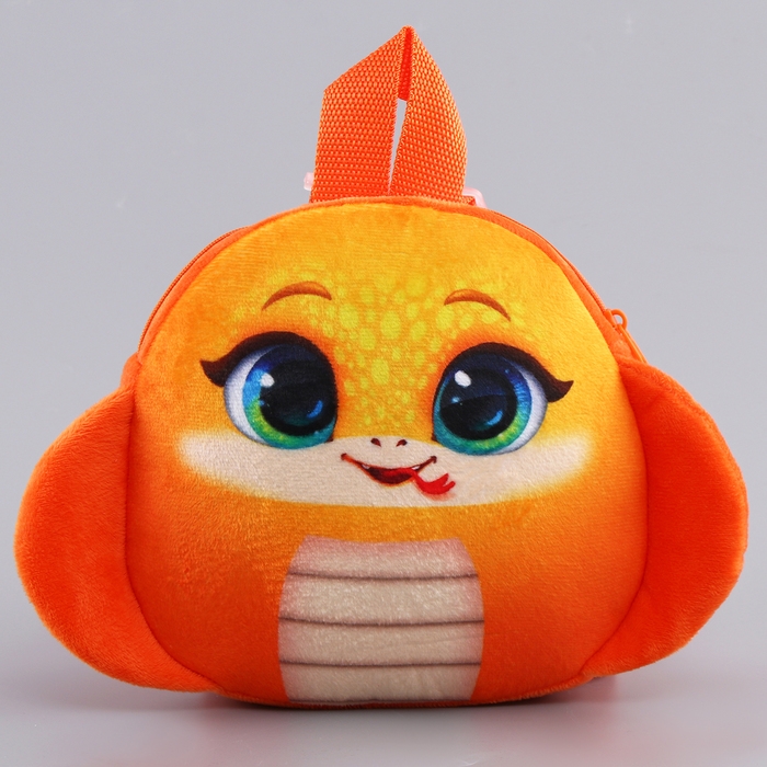 Новый год! Рюкзак детский новогодний &laquo;Смешная змейка&raquo;, плюшевый, цвет оранжевый