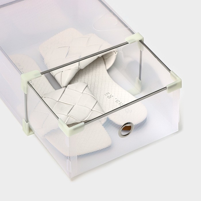 Коробка для хранения обуви выдвижная Доляна Middle size, 20&times;31&times;11 см, 3 шт, цвет белый