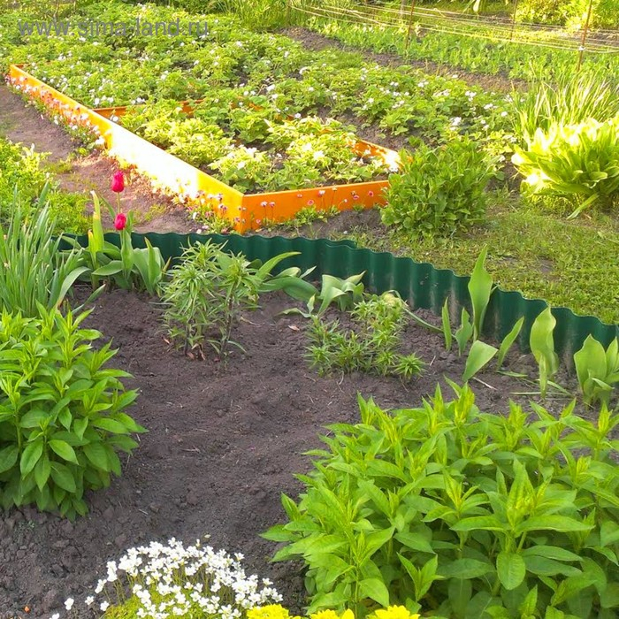 Ограждение для клумбы, 110 × 24 см, зелёное, «Волна», Greengo Ограждение для клумбы, 110 × 24 см, зелёное, «Волна», Greengo