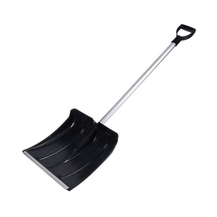Лопата пластиковая, ковш 380 &times; 380 мм, морозостойкая, с алюминиевой планкой, алюминиевый черенок, &laquo;Снеговик&raquo;, МИКС
