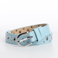 Ремень женский, ширина 2.3 см, люверсы, пряжка металл, цвет голубой Ремень женский, ширина 2.3 см, люверсы, пряжка металл, цвет голубой