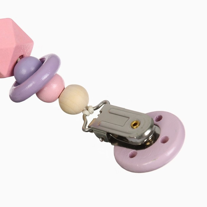 Держатель для соски - пустышки &laquo;Колечко&raquo;, деревянный, цвет розовый