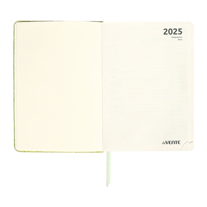 Ежедневник датированный 2025 года, A5, 168 листов, deVENTE. Barbara, твердая обложка кожзам с поролоном, перфорацией, ляссе, блок 70, зеленый