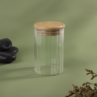 Органайзер для хранения ватных палочек &laquo;BAMBOO&raquo;, с крышкой, d6,5 &times; 10 см, в картонной коробке, цвет прозрачный/коричневый