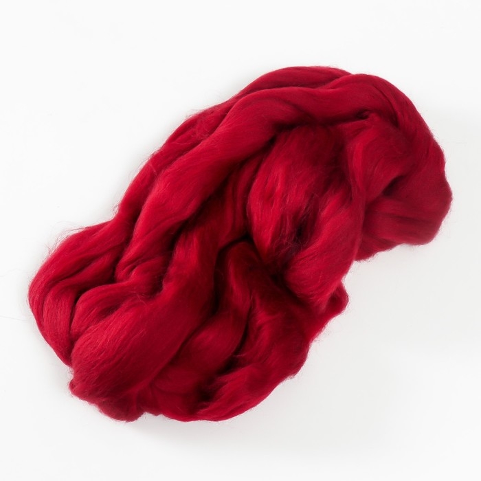 Шерсть для валяния 100% полутонкая шерсть 50 гр (091, вишня)