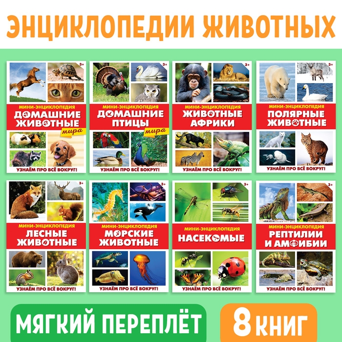 Мини-энциклопедии &laquo;Мир животных&raquo;, 8 шт. по 20 стр.