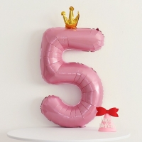 Шар фольгированный 40" «Цифра 5 с короной», цвет розовый Шар фольгированный 40" «Цифра 5 с короной», цвет розовый