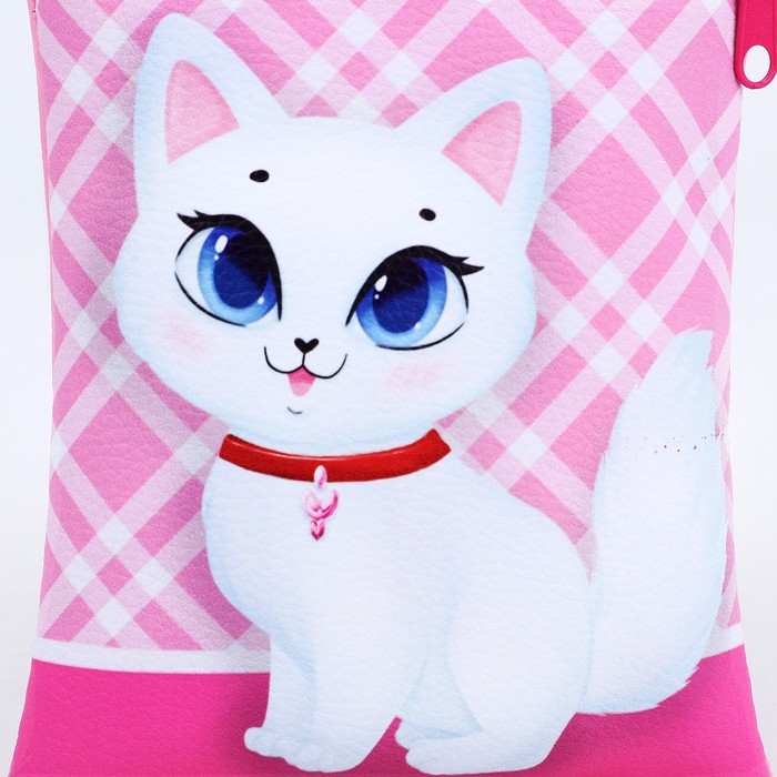 Сумка детская для девочки на молнии, длинный ремень, цвет розовый