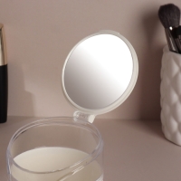 Органайзер для ватных палочек, с крышкой, с зеркалом, d = 6,8 &times; 9,8 см, белый/прозрачный