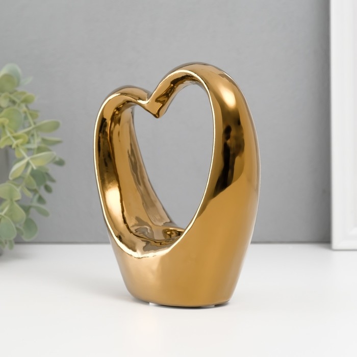 Подсвечник керамика на 1 свечу Подсвечник керамика на 1 свечу "Сердце" d=4 см золото 14,5х6х17 см
