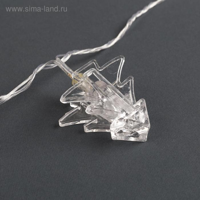 Гирлянда &laquo;Нить&raquo; 4.5 м с насадками &laquo;Прищепки-ёлочки&raquo;, IP20, прозрачная нить, 20 LED, свечение белое, 220 В