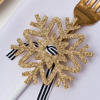 Новый год. Набор для декора столовых предметов «Снежинка», 4 шт, цвет золото 7х8 см 100% п/э, фетр Новый год. Набор для декора столовых предметов «Снежинка», 4 шт, цвет золото 7х8 см 100% п/э, фетр