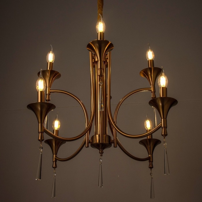 Люстра "Тронг" 8х40Вт Е14 латунь 72х72х63 см BayerLux