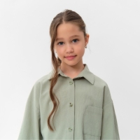 Костюм для девочки (рубашка и шорты) MINAKU, цвет оливковый, рост 122-128 см