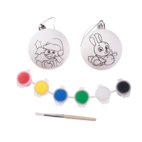 Ёлочные шары под раскраску на новый год &laquo;Время волшебства&raquo;, краски, 2 шт, новогодний набор для творчества