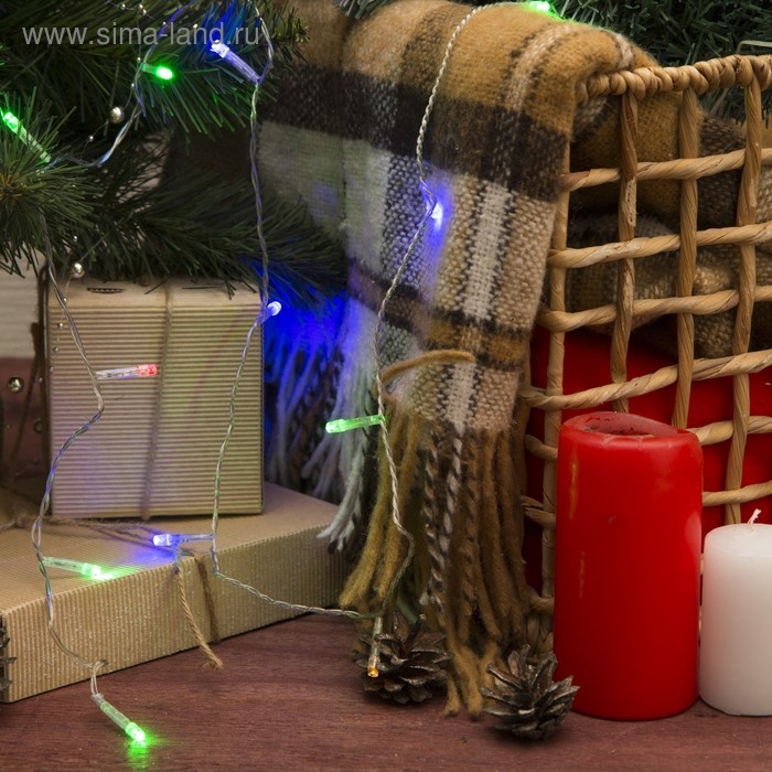 Гирлянда &laquo;Нить&raquo; 1.2 м, IP20, прозрачная нить, 12 LED, свечение мульти, фиксинг, 220 В