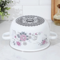 Кастрюля эмалированная &laquo;Весенний романс&raquo;, 4 л, стеклянная крышка, индукция