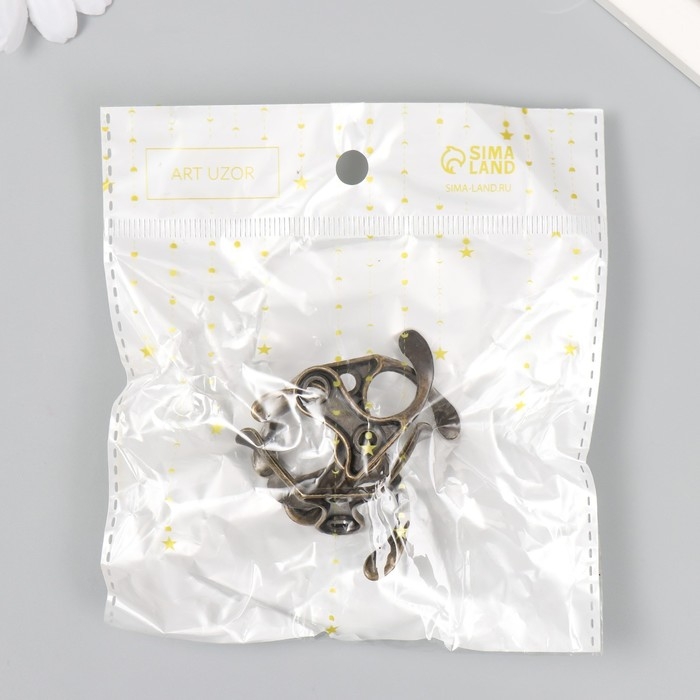 Крючок металл двойной (набор 4 шт) бронза 4,5х3 см