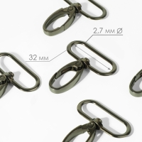 Карабин металлический, 45 × 38 мм / 32 × 2,7 мм, 10 шт, цвет чёрный никель Карабин металлический, 45 × 38 мм / 32 × 2,7 мм, 10 шт, цвет чёрный никель