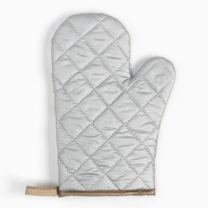 Новый год.Варежка Доляна Снежинки золотые 26*16 см, 100% п/э Новый год.Варежка Доляна Снежинки золотые 26*16 см, 100% п/э