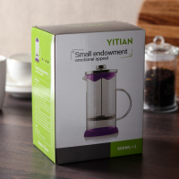 Чайник заварочный френч - пресс &laquo;Келли&raquo;, 600 мл, стекло, цвет сиреневый