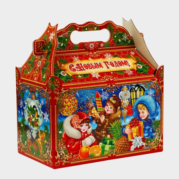 Новый год. Подарочная коробка новогодняя Ларец Новый год. Подарочная коробка новогодняя Ларец "Дети в красном" 21,2 х 12,3 х 22,6 см.