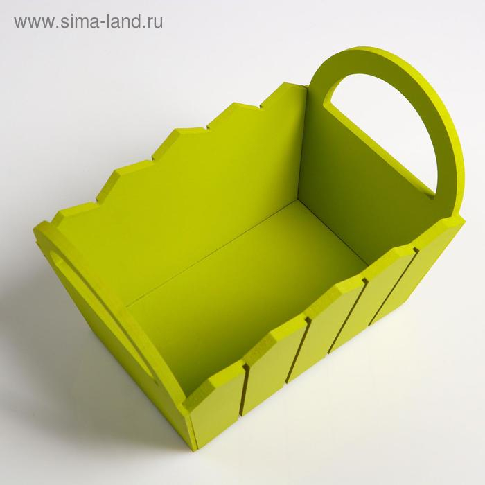 Кашпо деревянное 25&times;16&times;17 см "Мария", ручки боковые, МДФ, фисташка