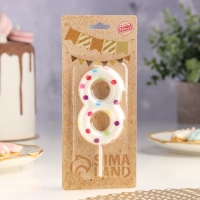 Свеча в торт на день рождения &laquo;Конфетти&raquo;, цифра "8" , ГИГАНТ, 9 см