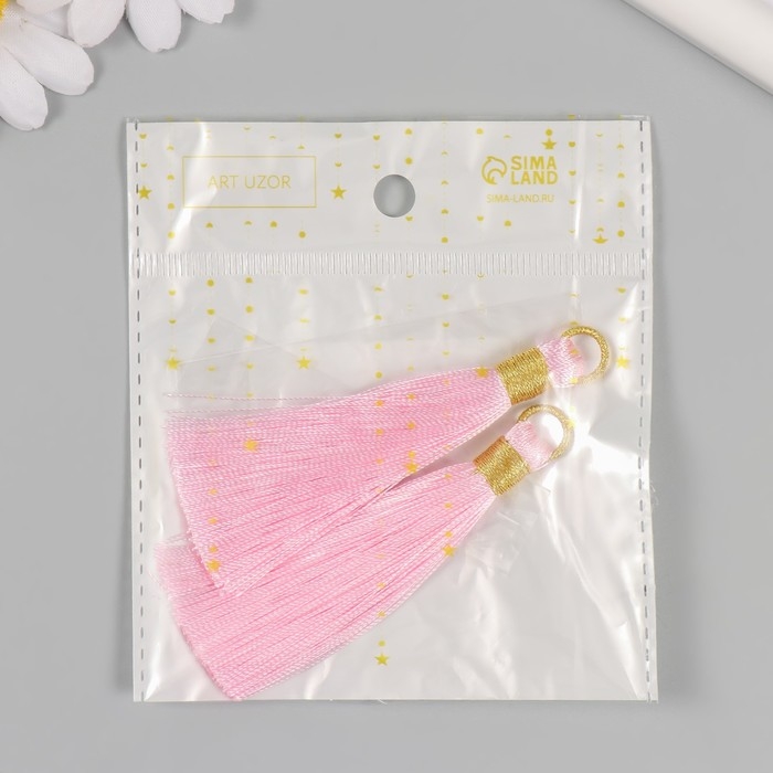 Декор для творчества текстиль "Кисть. Оливия" розовый набор 2 шт 8х1,2 см