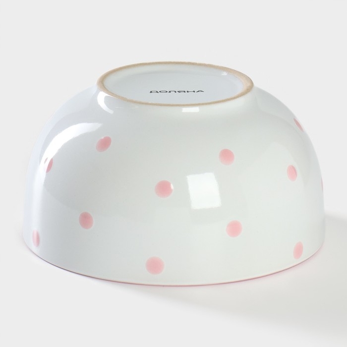 Салатник керамический Доляна &laquo;Горошек&raquo;, 580 мл, цвет розовый