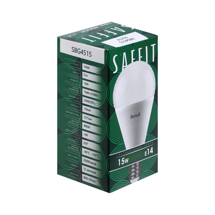 Лампа светодиодная SAFFIT, 15W 230V E14 4000K G45, SBG4515 Лампа светодиодная SAFFIT, 15W 230V E14 4000K G45, SBG4515