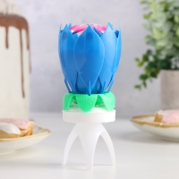 Свеча для торта музыкальная "Тюльпан", крутящаяся, синяя, 14,5×6 см Свеча для торта музыкальная "Тюльпан", крутящаяся, синяя, 14,5×6 см