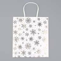 Пакет подарочный новогодний крафтовый &laquo;Снежинки&raquo;, 22 х 25 х 12 см , Новый год