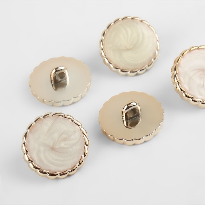 Набор пуговиц на ножке, d = 21,5 мм, 5 шт, цвет белый/золотой Набор пуговиц на ножке, d = 21,5 мм, 5 шт, цвет белый/золотой