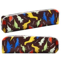 Пенал школьный на молнии "Динозавры" Calligrata, коричневый Пенал школьный на молнии "Динозавры" Calligrata, коричневый