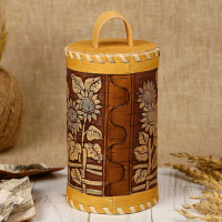 Туес «Подсолнухи», сахар, 8×17,5 см, береста Туес «Подсолнухи», сахар, 8×17,5 см, береста