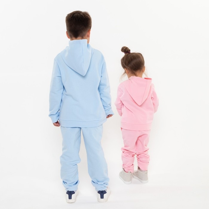 Костюм детский (толстовка, брюки) с НАЧЁСОМ, цвет св.голубой, рост 116 см