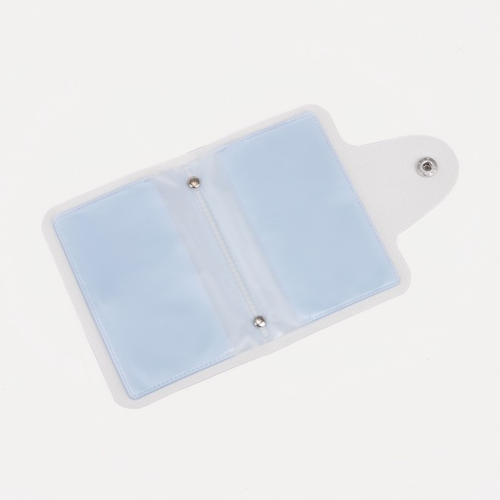 Визитница на кнопке, 24 карты, цвет белый/розовый Визитница на кнопке, 24 карты, цвет белый/розовый