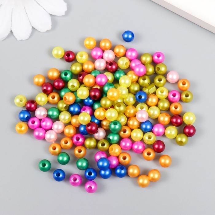 Бусины для творчества пластик "Яркий перламутр" набор 20 гр  d=0,6 см